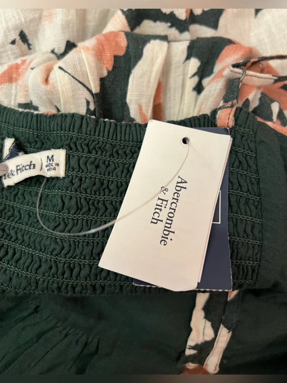 NWT Abercrombie & Fitch Green Floral Button Front Maxi Dress Medium